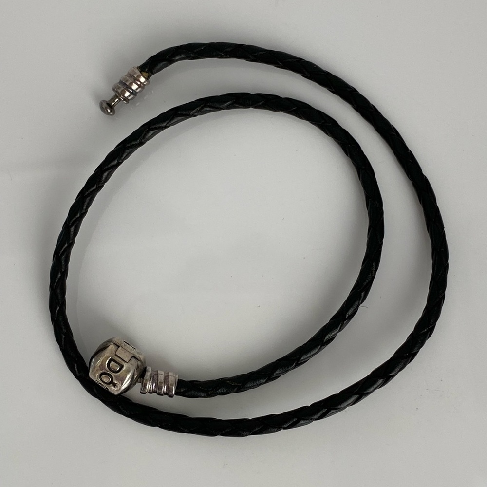 Pandora Black Leather Bracelet with Silver Clasp